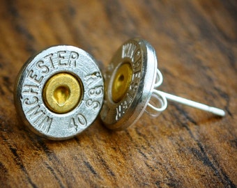 Bullet Earrings with Swarovski Crystal Steampunk Vintage Wedding Groom Gift Mens Retro Present