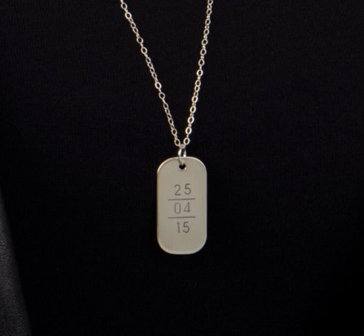 Silver Id Tag Necklace Engraved Id Tag Necklace by CustomBrites