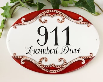 hand painted mosaic house numbers, number Sign, outdoor house number, address house numbers, wall decor sign