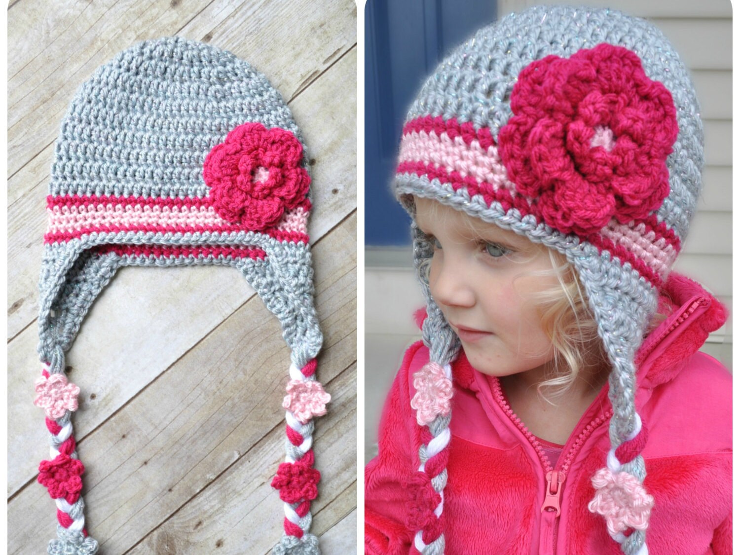 Crochet Flower String Hat