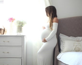 Maternity dress-dress fitted long sleeve Maxi Dress Long sleeve Gender Reveal maternity gown *