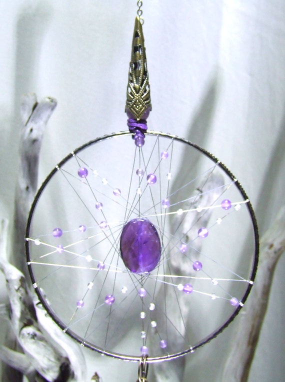 Amethyst Crystal Wall Hanging Dreamcatcher Amethyst Pendulum