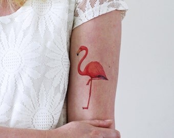 Flamingo temporary tattoo / flamingo tattoo / vintage temporary tattoo / bohemian temporary tattoo / festival temporary tattoo / flamingo