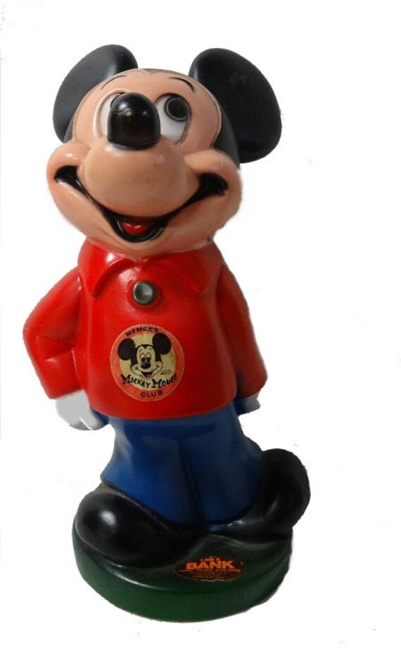 Vintage Mickey Mouse Club Coin Bank Play Pal Plastics