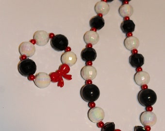 Cruella DeVille Inspired Chunky Necklace and Bracelet Set - JTJ15133
