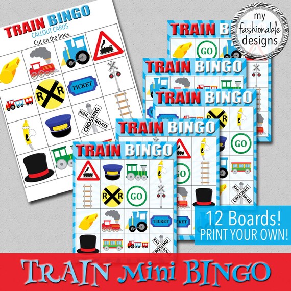 Trains Mini BINGO Instant Download