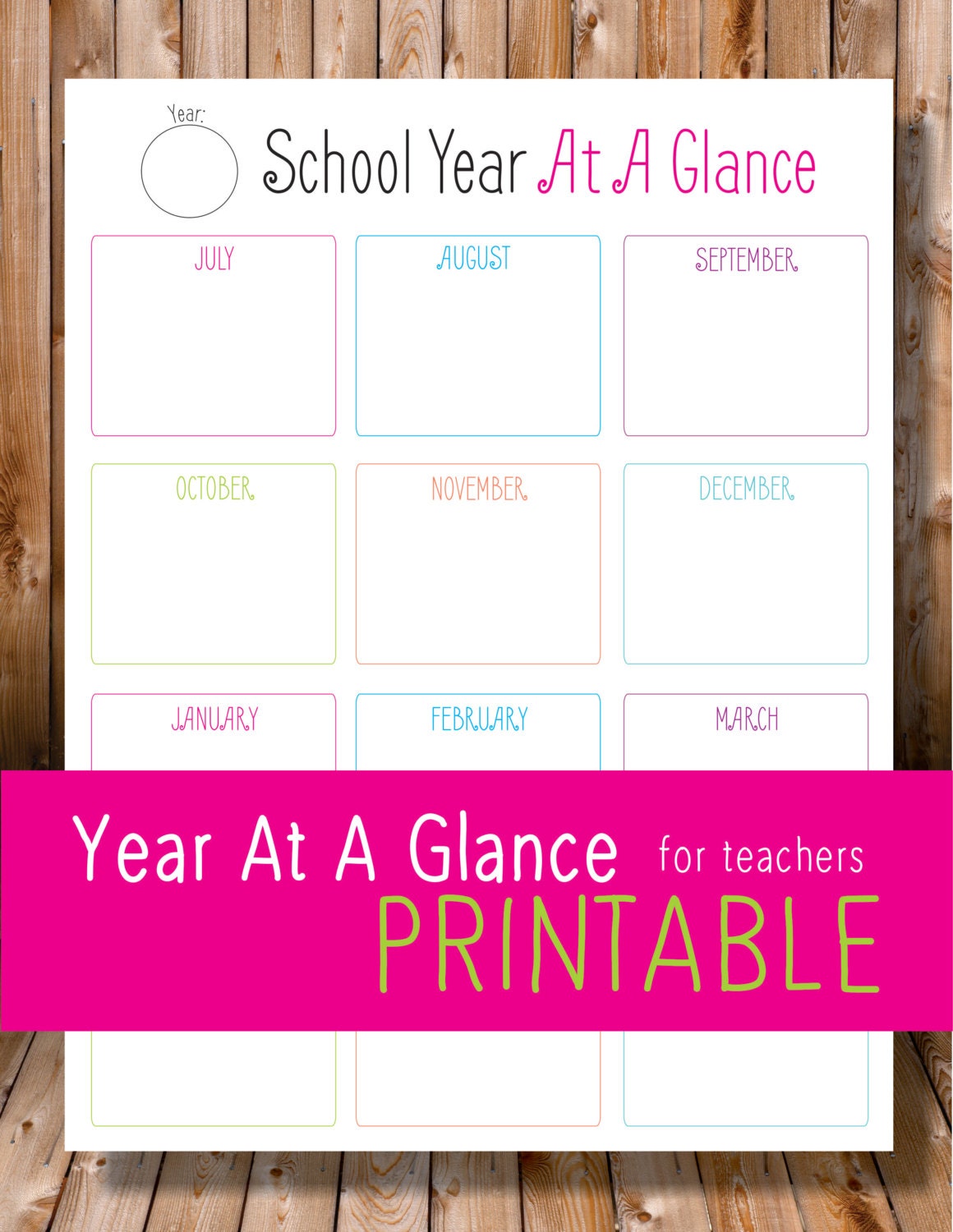 School Year At A Glance for TEACHERS