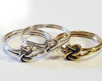 Double knot ring, promise ring, double love knot ring, knot ring, companion ring, hand fasting ring, hand fasting, silver, plus size