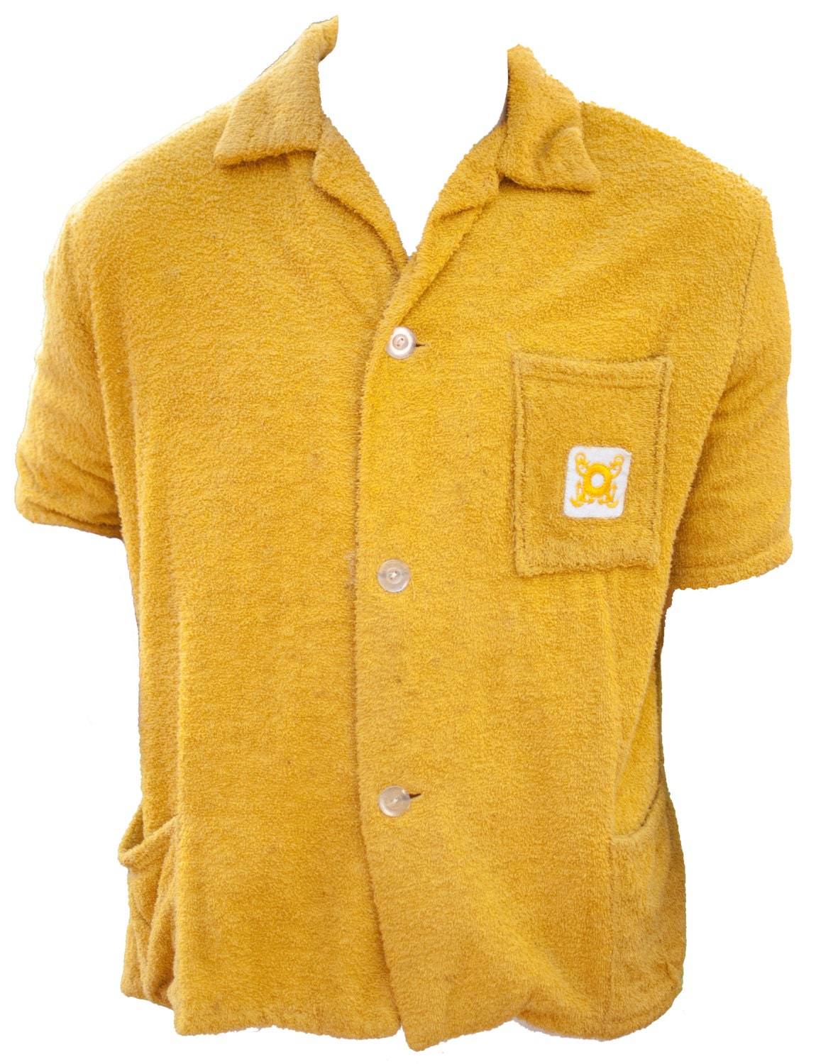 mens yellow button up shirt