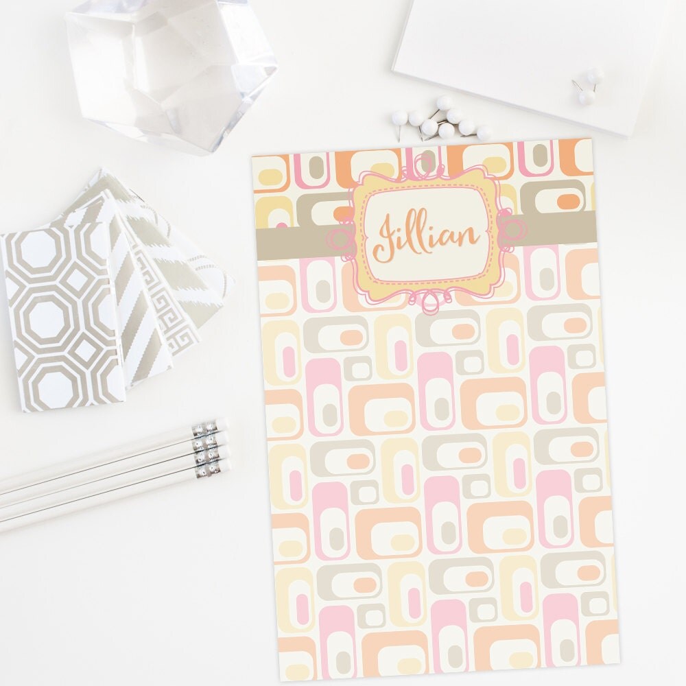 Retro print personalized notepad memo pad by PaperKStudios on Etsy