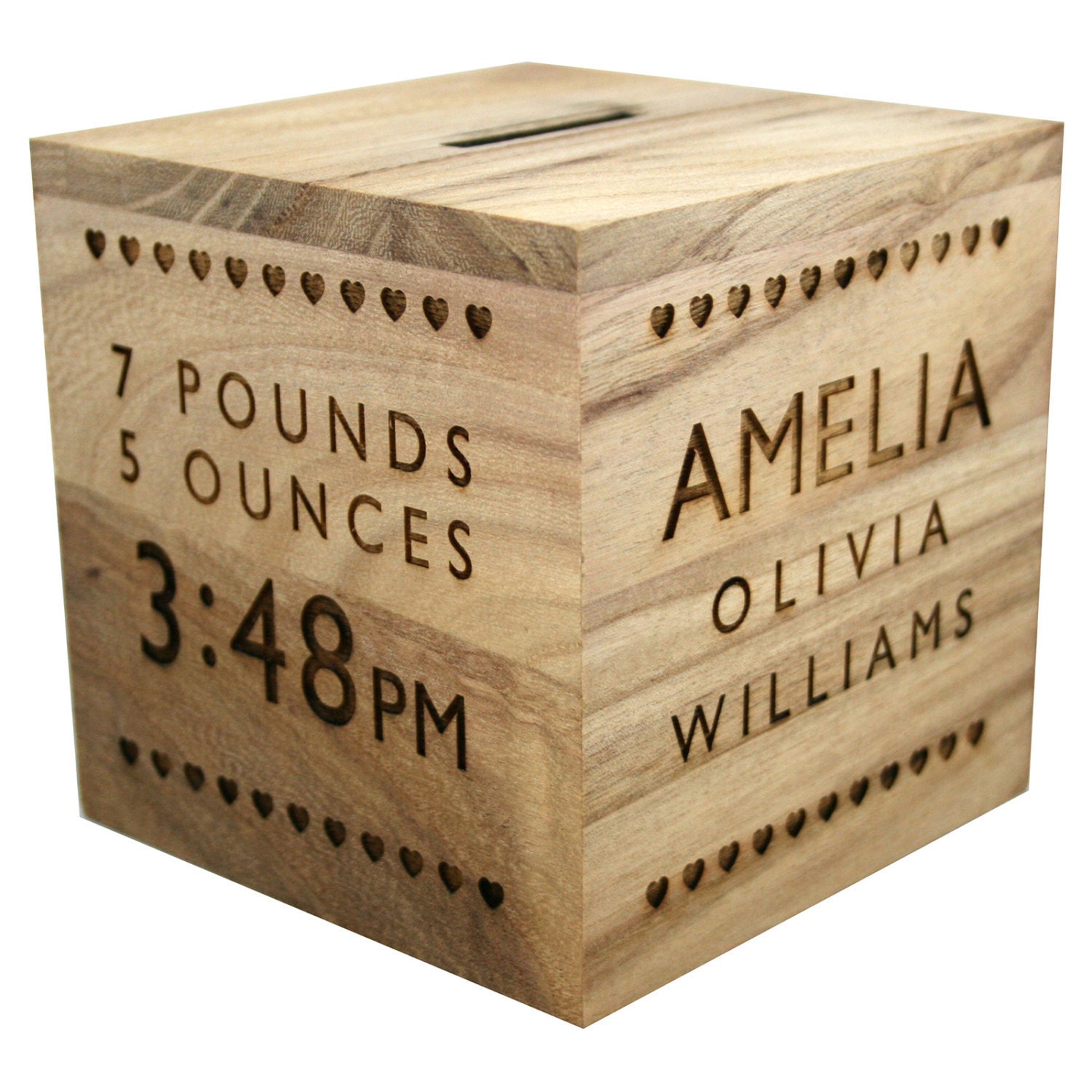 Personalised Laser Engraved Wooden Money Box Block..