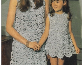 Crochet DRESS Pattern Vintage 70s Crochet Mom and Daughter Dresses Pattern Crochet Girl Dress Crochet Toddler Dress Crochet Pattern Crochet