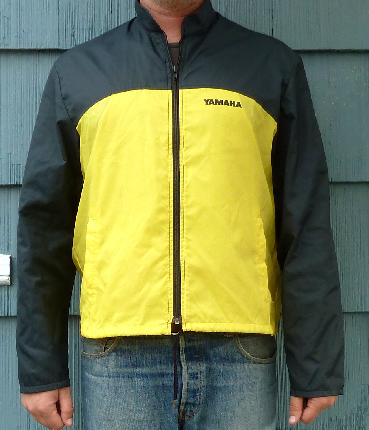Yamaha nylon windbreaker jacket vintage motorcycle jacket