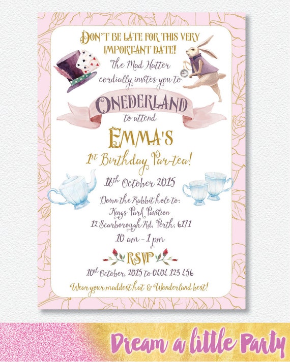 Alice In Onederland Invitations 10