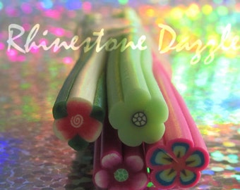 4pc Flower Polymer Clay Cane, nail design, nailart, nail decoration, 3D nailart, fimo clay cane, polymer cane, flower fimo,flower decoration