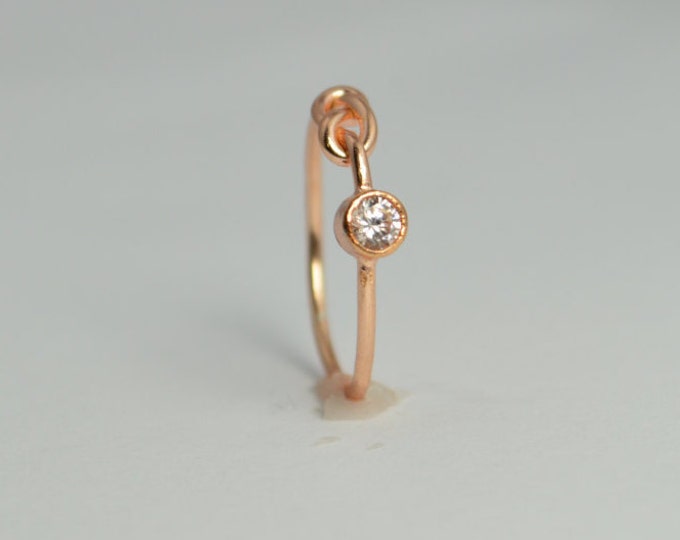 14k Rose Gold CZ Diamond Infinity Ring, 14k Rose Gold, Stackable Rings, Mothers Ring, April Birthstone, Rose Gold Infinity, Rose Gold Knot