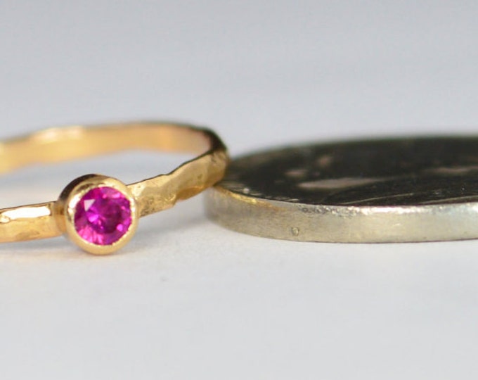 Classic Solid 14k Rose Gold Ruby Ring, 3mm Solitaire, Solitaire, Real Gold, July Birthstone, Mothers Ring, Solid Rose Gold, band