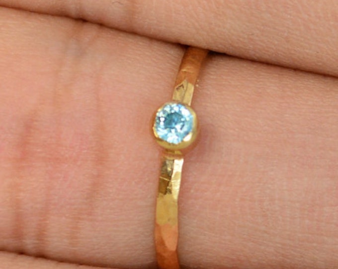 Classic Rose Gold Filled Aquamarine Ring, Solitaire, Solitaire Ring, Rose Gold Filled, March Birthstone, Mothers Ring, Gold, Aquamarine Ring