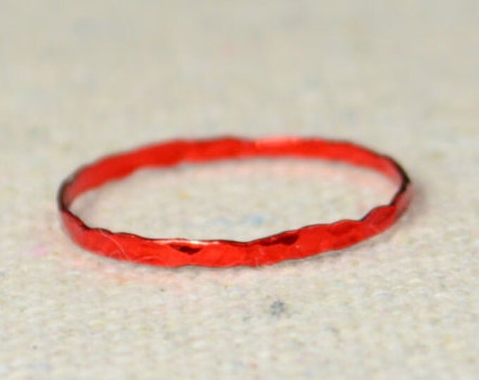 Super Thin Red Silver Stackable Ring(s), Red Ring, Stack Rings, Red Stacking Rings, Red Jewelry, Thin Red Ring, Red, band