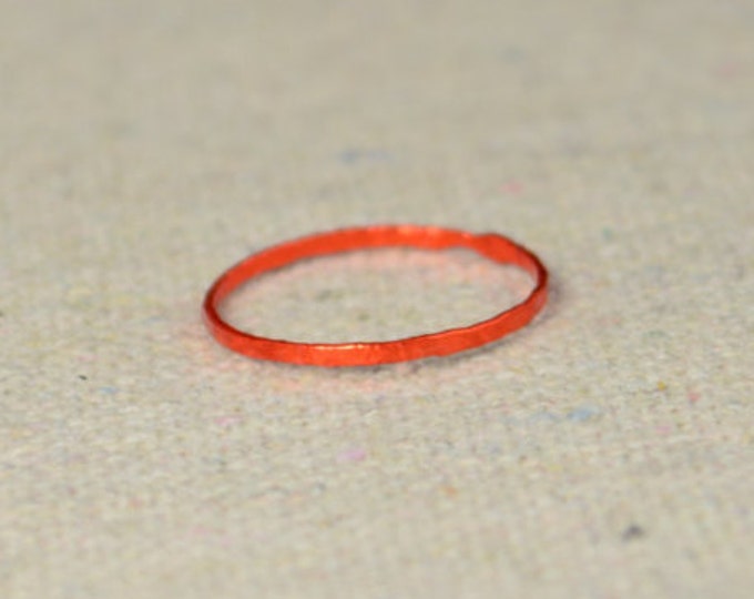 Set of 5 Super Thin Orange Silver Stackable Rings, Orange Ring, Stack Rings, Orange Stacking Rings, Orange Jewelry, Thin Orange Ring