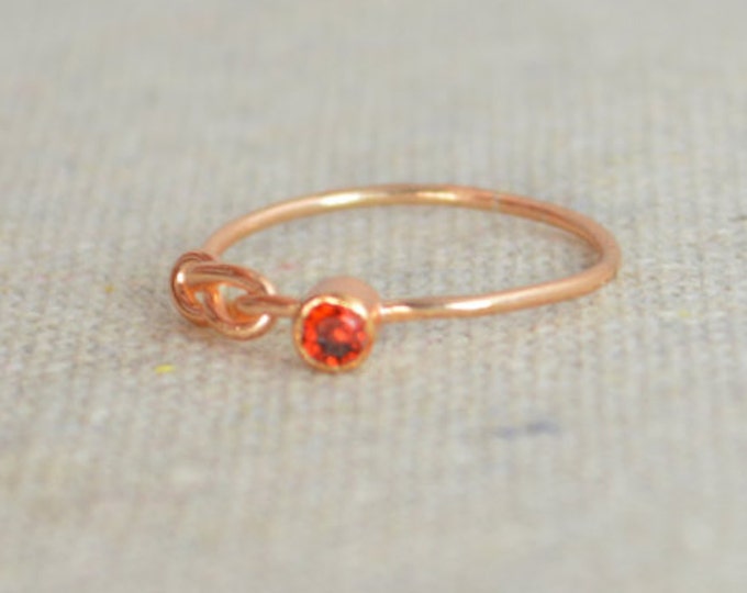 14k Rose Gold Filled Infinity Ring, Rose Gold Filled Ring, Stackable Rings, Mothers Ring, Birthstone, Rose Gold Ring, Rose Gold Knot Ring