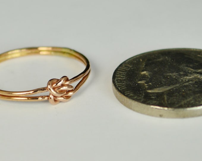 Dainty Rose Gold Double Knot Ring, Love Ring, Love Knot Ring, BFF Ring, Bridal Ring, Promise Ring, Mother Daughter Ring