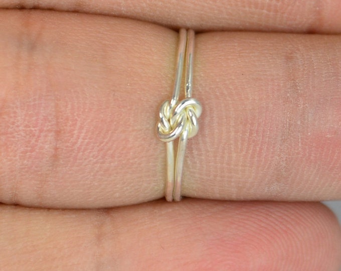 Dainty Silver Double Knot Ring, Love Ring, Love Knot Ring, BFF Ring, Bridal Ring, Promise Ring, Mother Daughter Ring
