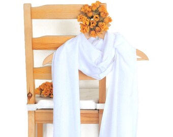 White Shawl, Wedding Shawl, Solid Color Scarf, White Pashmina, Bridesmaid Shawl, Bridesmaid Gift, White Scarf