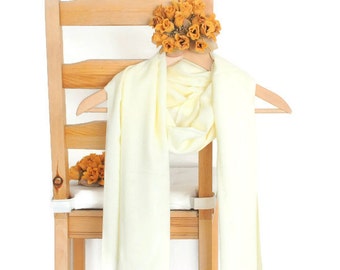 Light Yellow Shawl, Wedding Shawl, Solid Color Scarf, Ivory Pashmina, Bridesmaid Shawl, Bridesmaid Gift, Light Camomile Scarf, Banana Split