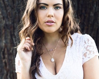 Rose Quartz Faceted Teardrop Necklace - Pale Pink Rose Quartz Necklace - Natural Rose Quartz Necklace - January Birthstone Necklace