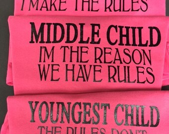 Oldest, Middle, Youngest shirt set Kids