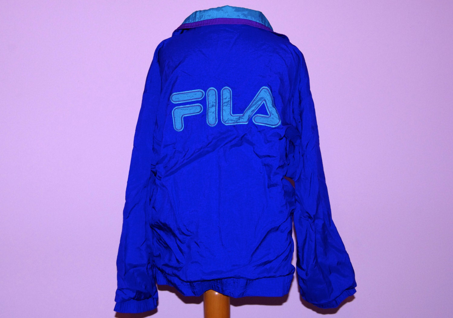 80's blue teal purple fila windbreaker jacket size 42