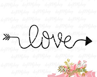 Love with arrow SVG hand lettered| love cut file | love DXF file | svg files for Cricut and Silhouette | thankful stencil | thankful decal