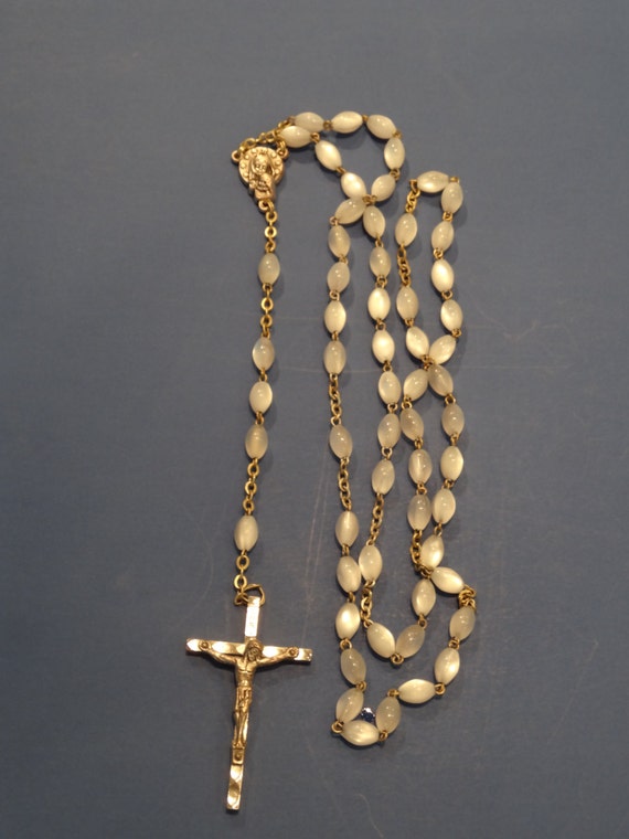 RELIGIOUS ROSARY BEADS Italian made Abalone beads silver