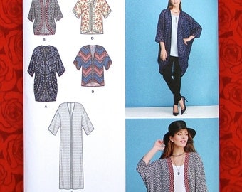 Simplicity 1108 Easy Sewing Pattern Kimono Jacket Hi Lo Coat Top, Misses & Plus Size Xxs Xs S M L xL XxL, Summer Fall Fashion Accent, UNCUT