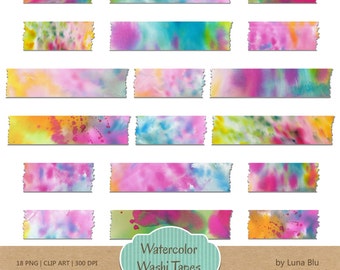Digital Washi Tape: "Watercolor washi tape clipart", watercolor clipart, paint clipart, instant download, small commercial use