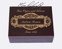 Custom Engraved Cigar Humidor, Personalized Cigar Box, Cigar Storage 