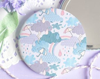 Rain Cloud Pocket Mirror - Look For Rainbows Collection - Weather Pattern