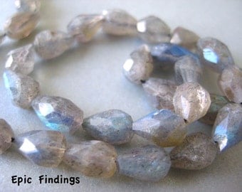 Labradorite Faceted Teardrop Gemstone Beads, Jewelry Craft Supply, Labradorite Teardrop Beads, Epic Findings