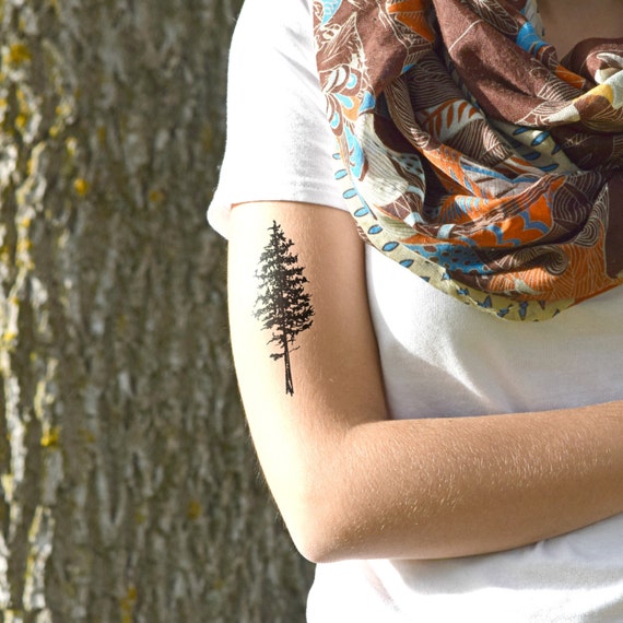 Pine tree temporary tattoo Floral Unique Tattoo by Siideways