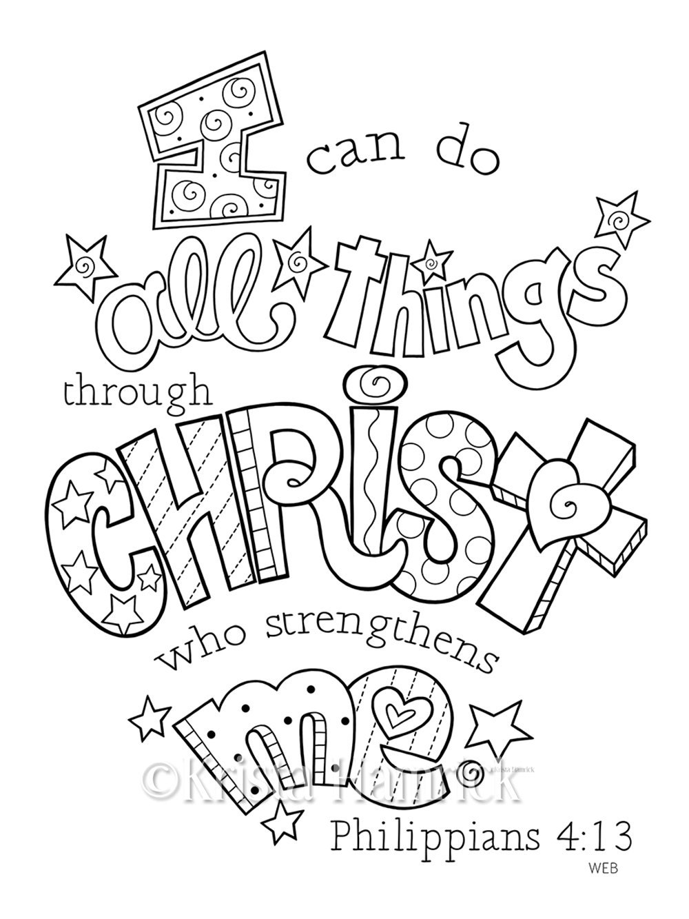Download I Can Do All Things Through Christ coloring page 8.5X11
