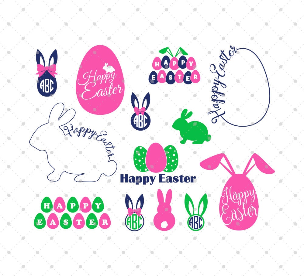 Download Easter SVG Cut Files Easter Bunny SVG Easter Monogram SVG