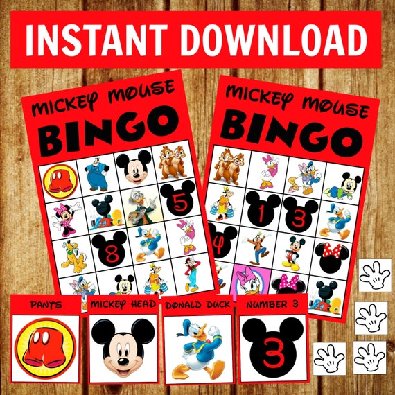 14 bingo cards Mickey Mouse Bingo Game Set Birthday Party