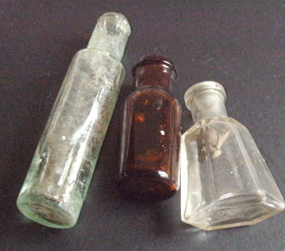 VICTORIAN 19th Century 3 x VINTAGE genuine original bottles