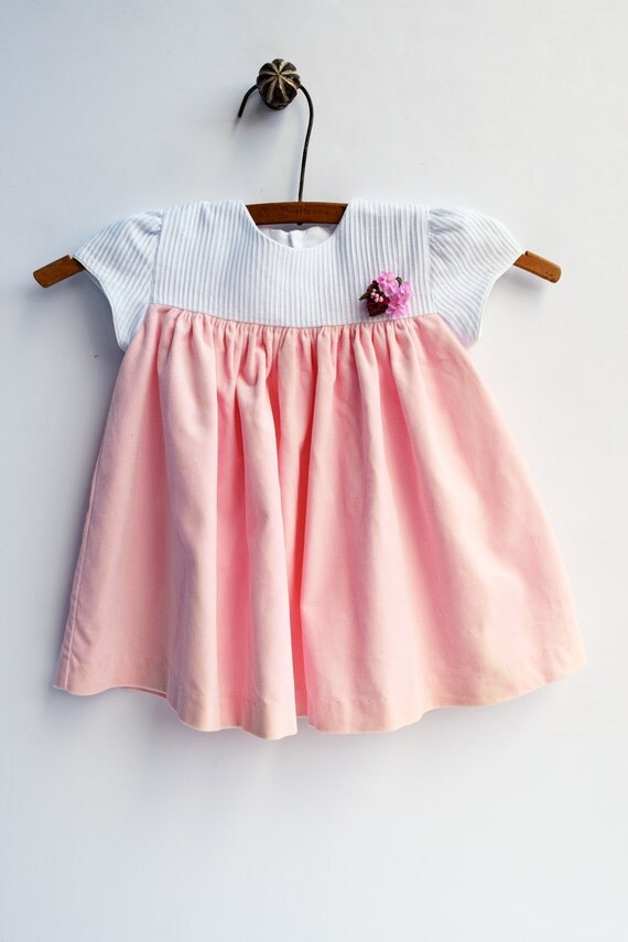 Pink Flower Baby Girl Dress Vintage Size 24 Months 1960s