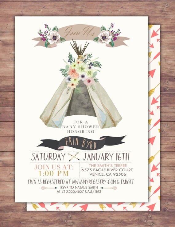 Teepee Baby Shower Invitations 6