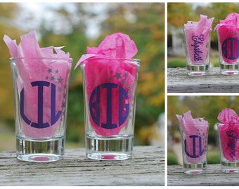 Big Little Shot Glasses, Sorority Shot Glasses, Big Lil Shot Glasses,