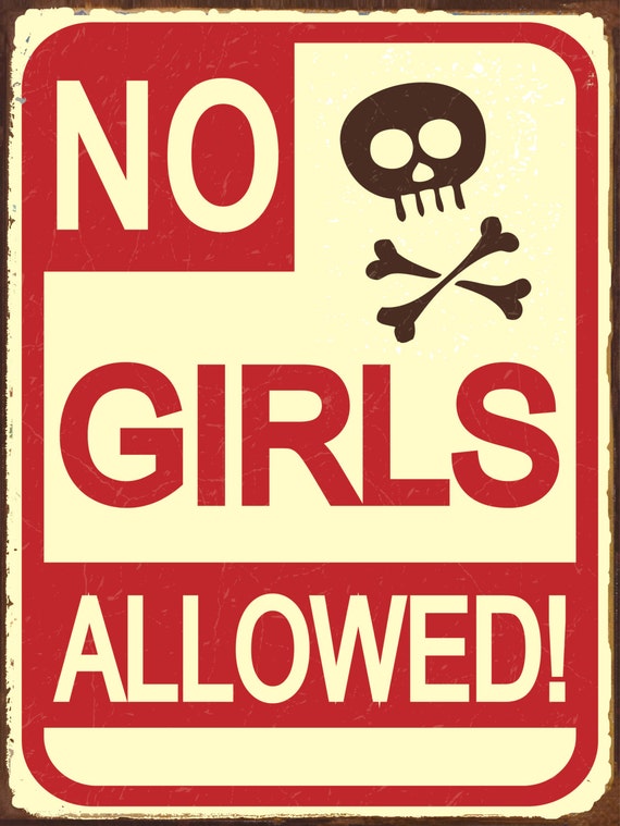 Vintage Look No Girls Allowed Metal Sign Kids Room Treehouse