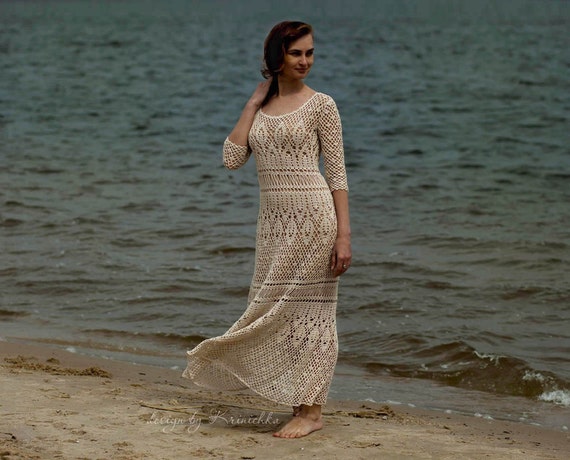 Bohemian wedding dress, ivory wedding dress, ivory bohemian dress, Boho maxi dress, maxi cotton dress, beach wear, lace maxi dress