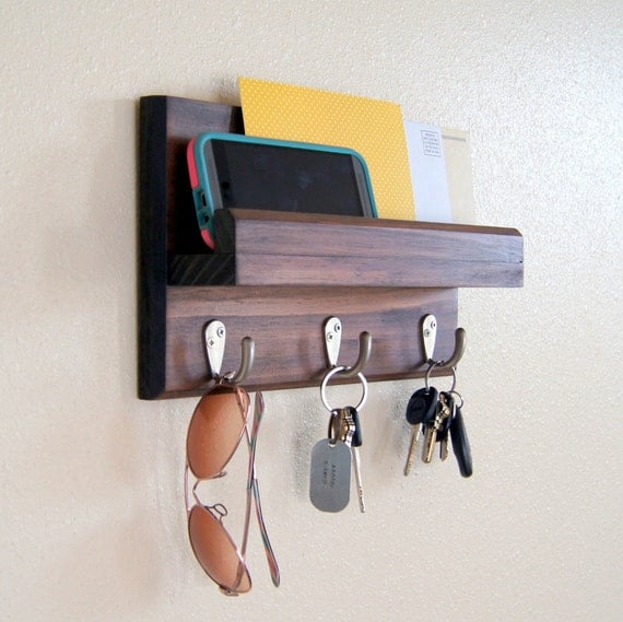Key Rack and Mail Holder by MidnightWoodworks on Etsy